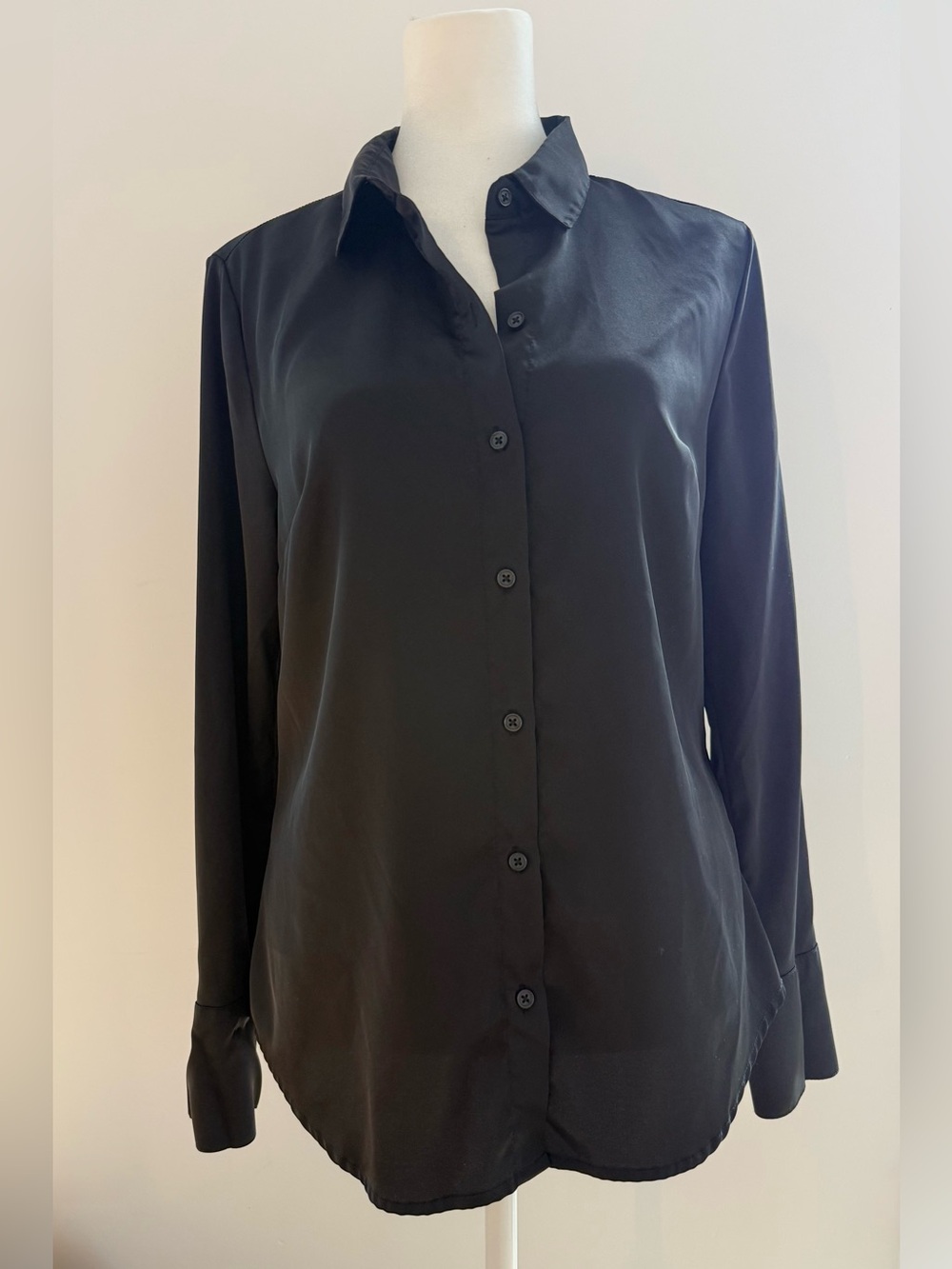 Banana Republic Black Satin Classic Fit Shirt